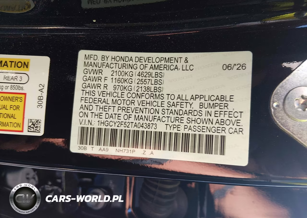 2026 Honda Accord Hybrid Sport VIN:1HGCY2F52TA043873 - 9