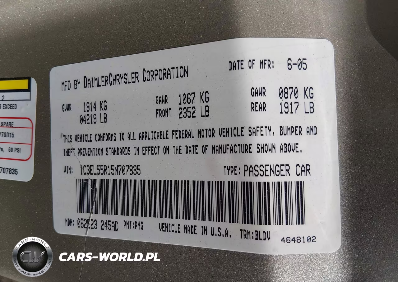 2005 Chrysler Sebring Touring VIN:1C3EL55R15N707835 - 9