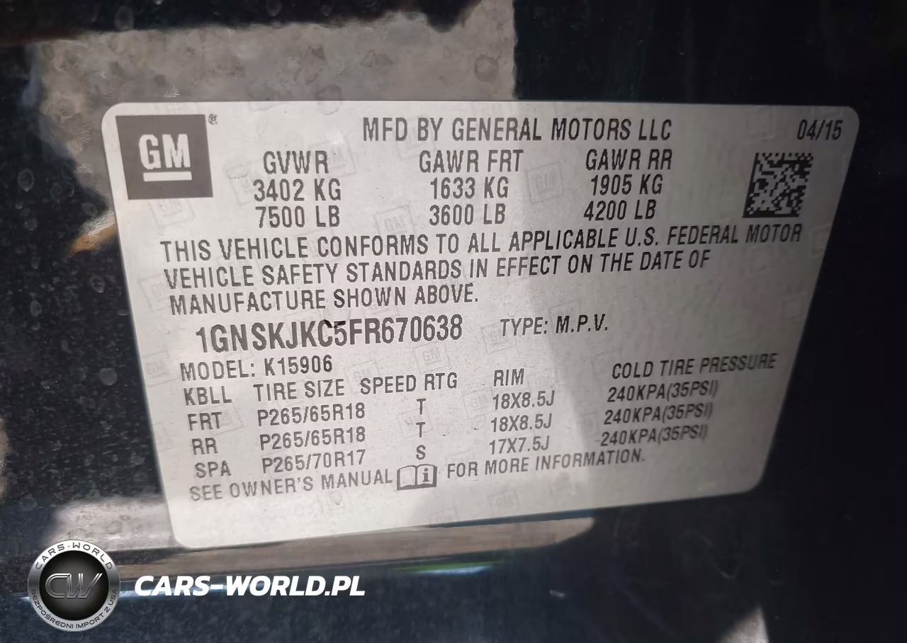 2015 Chevrolet Suburban 1500 Lt VIN:1GNSKJKC5FR670638 - 9