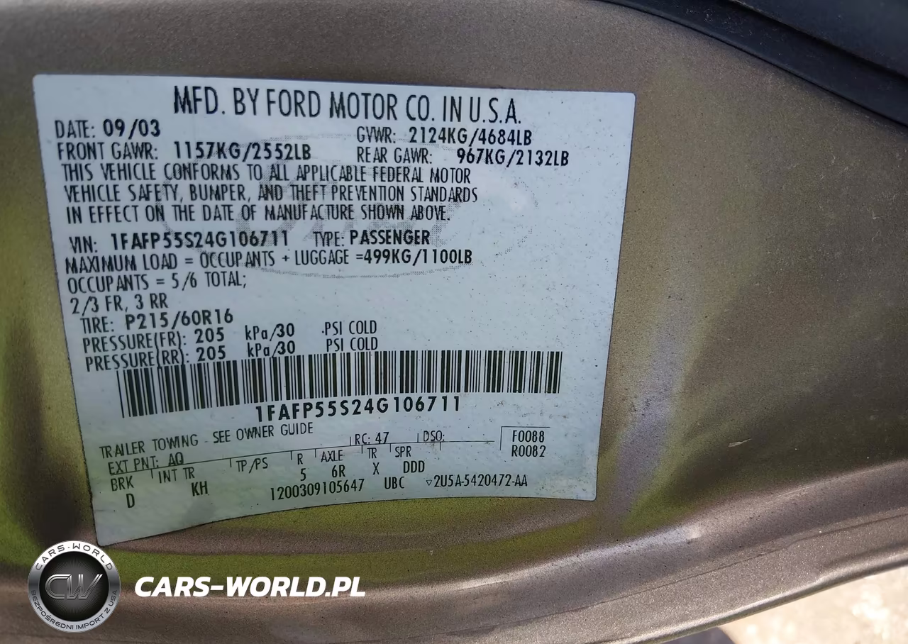 2004 Ford Taurus Ses VIN:1FAFP55S24G106711 - 9