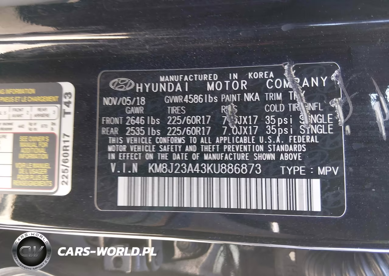 2019 Hyundai Tucson Se VIN:KM8J23A43KU886873 - 9