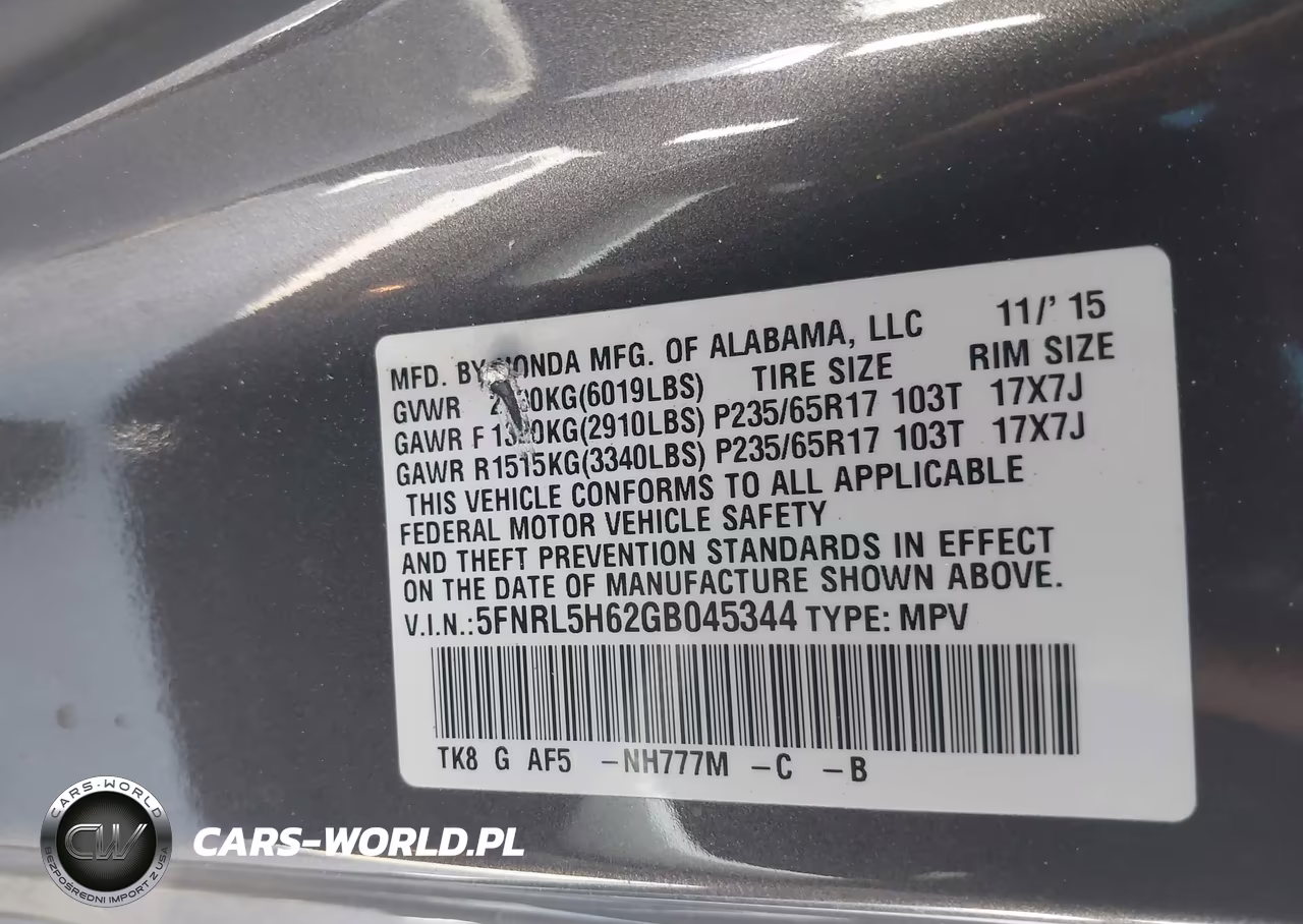 2016 Honda Odyssey Exl VIN:5FNRL5H62GB045344 - 9