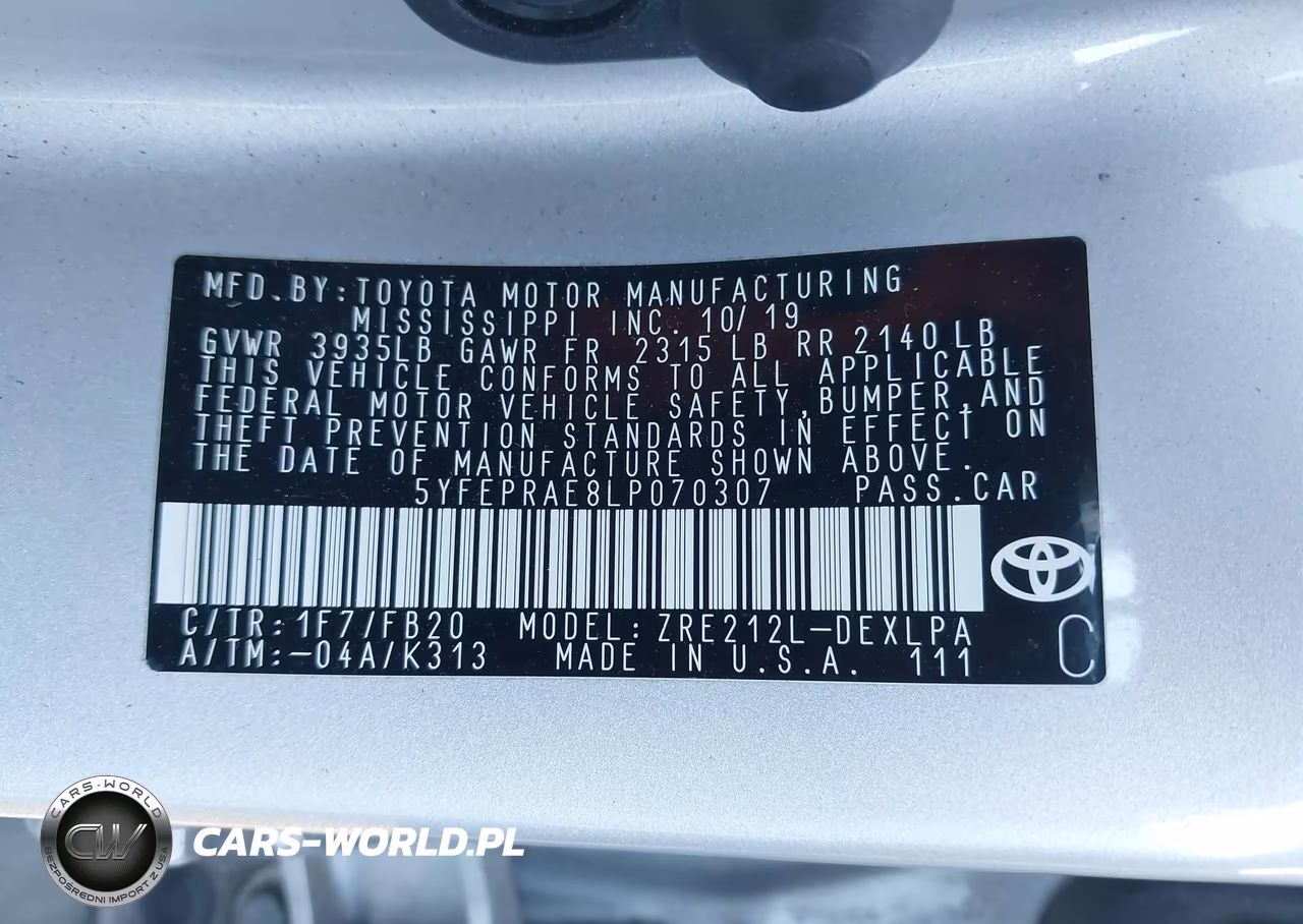 2020 Toyota Corolla Le VIN:5YFEPRAE8LP070307 - 9