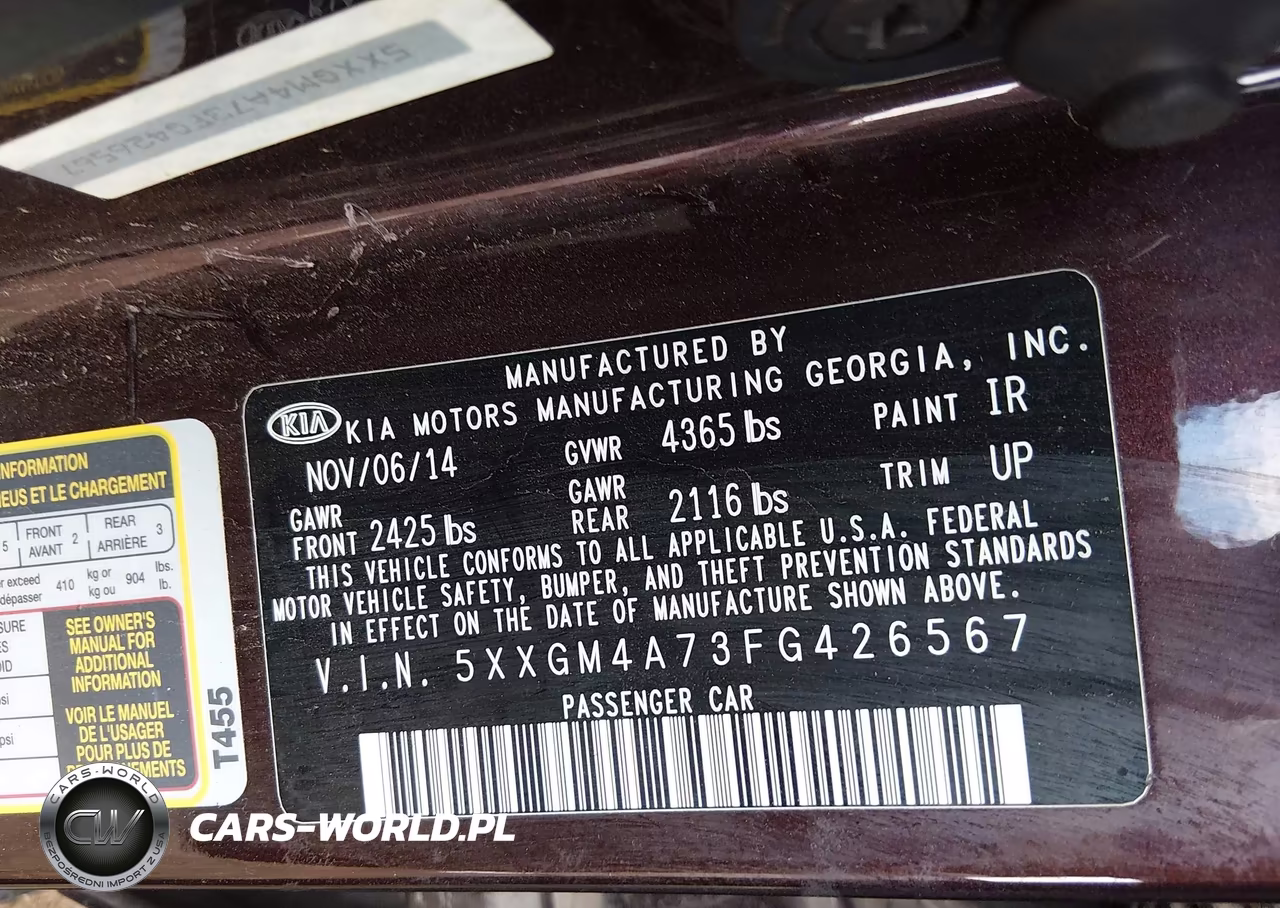 2015 Kia Optima Lx VIN:5XXGM4A73FG426567 - 9