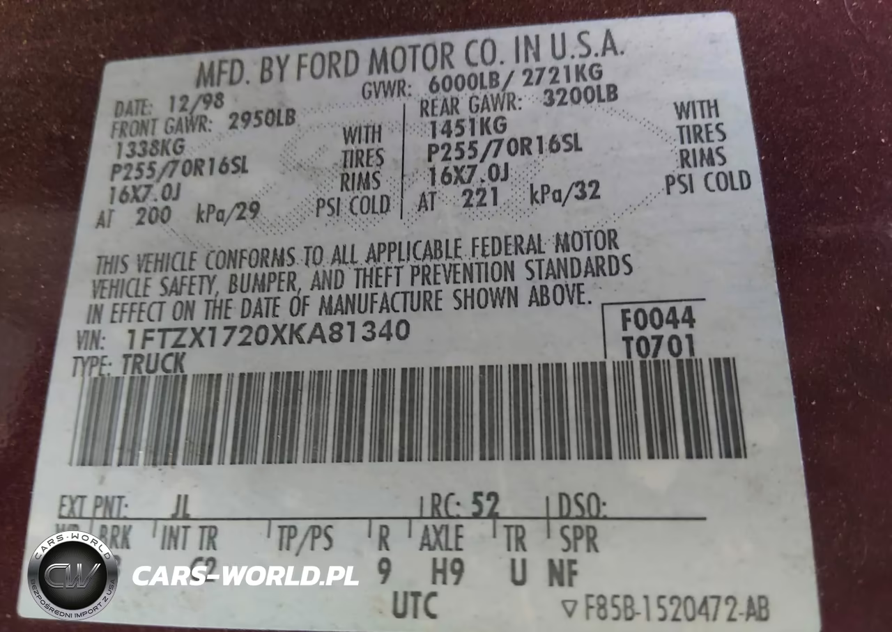 1999 Ford F-150 Work Series-Xl-Xlt VIN:1FTZX1720XKA81340 - 9