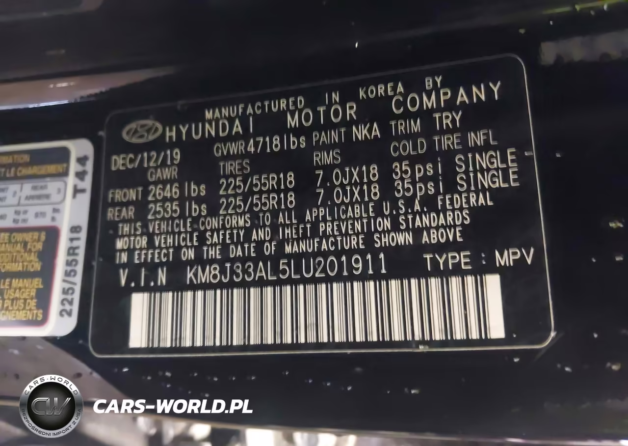 2020 Hyundai Tucson Sel VIN:KM8J33AL5LU201911 - 9