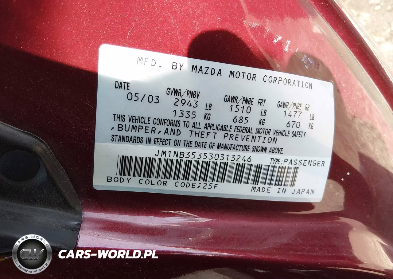 2003 Mazda Mx-5 Miata Cloth-Ls-Se-Shinsen VIN:JM1NB353530313246 - 9