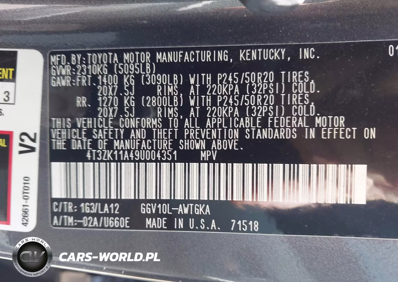 2009 Toyota Venza Base V6 VIN:4T3ZK11A49U004351 - 9