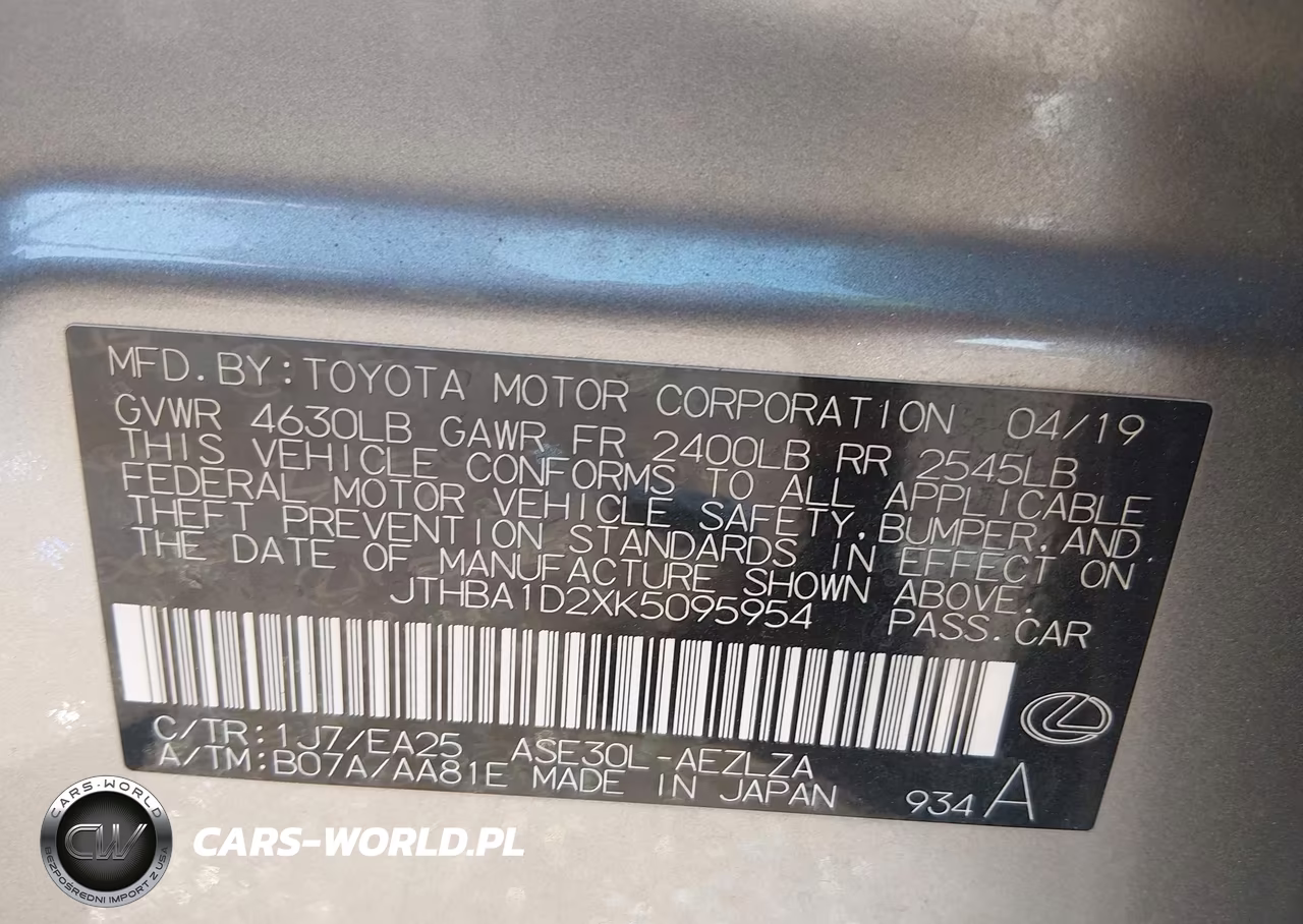 2019 Lexus Is 300 VIN:JTHBA1D2XK5095954 - 8