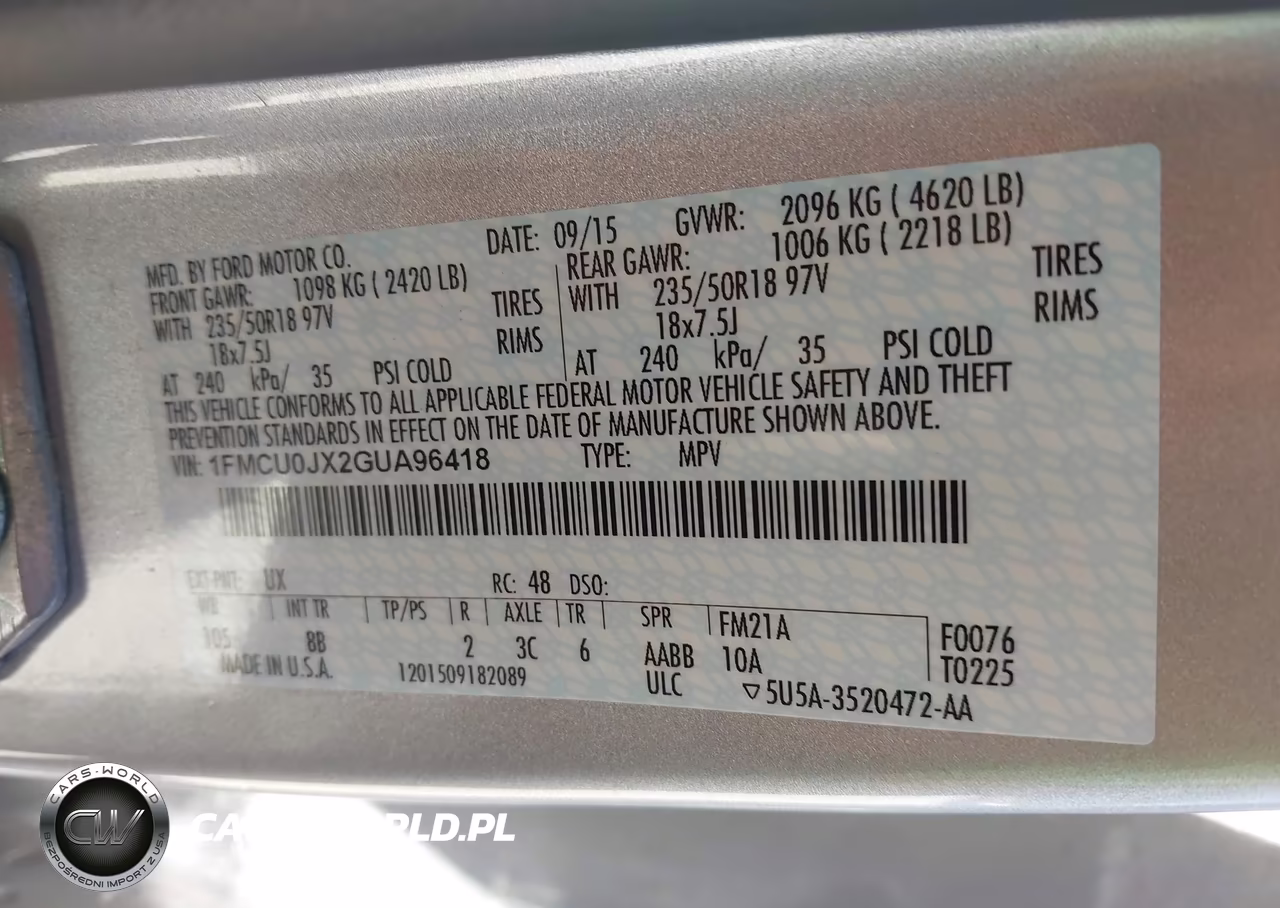 2016 Ford Escape Titanium VIN:1FMCU0JX2GUA96418 - 9