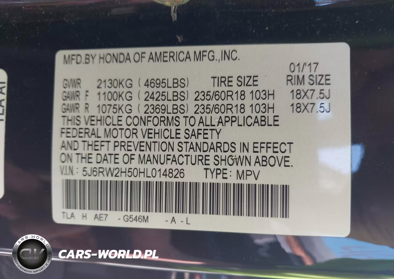 2017 Honda Cr-V Ex VIN:5J6RW2H50HL014826 - 9