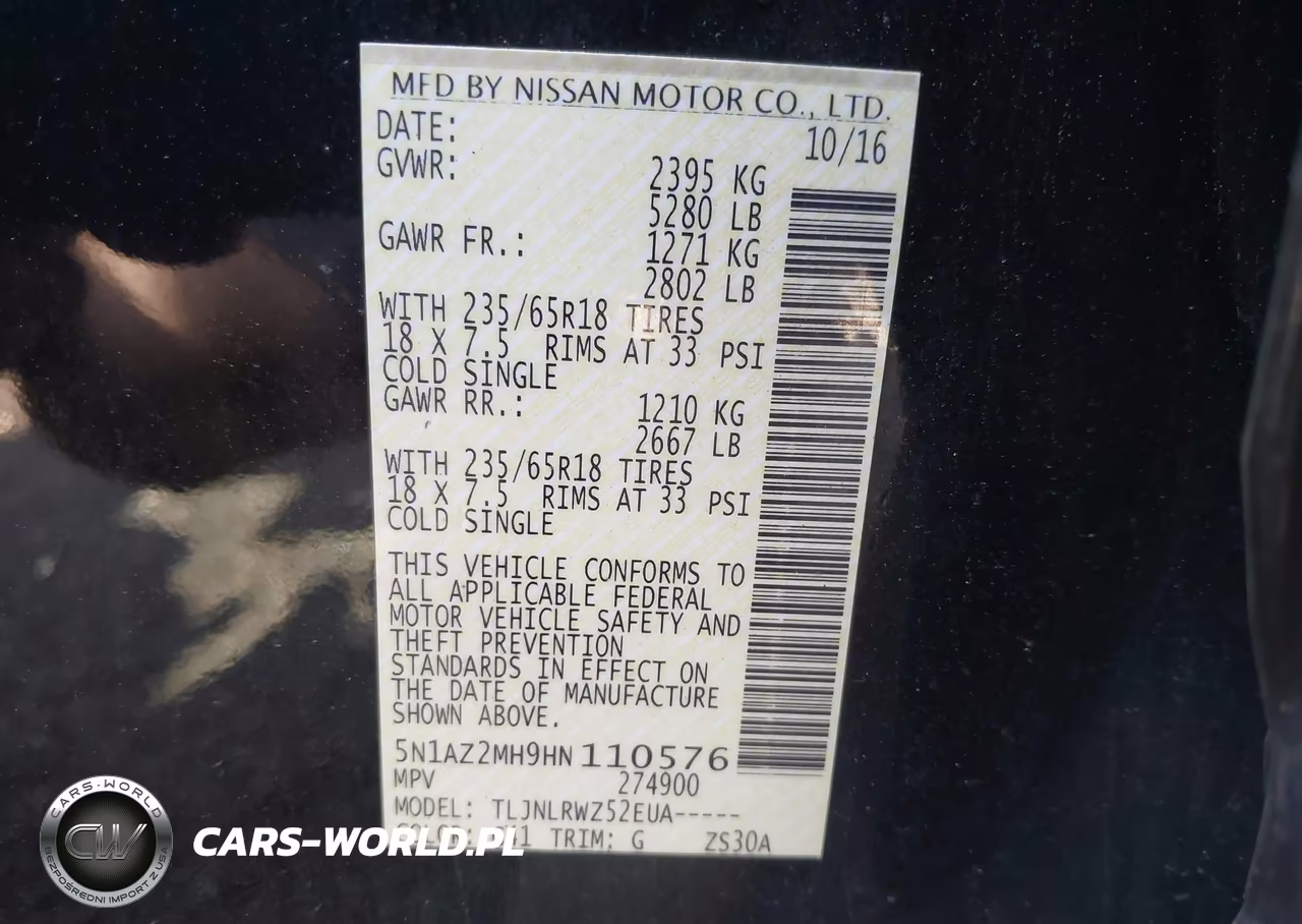 2017 Nissan Murano Sl VIN:5N1AZ2MH9HN110576 - 9