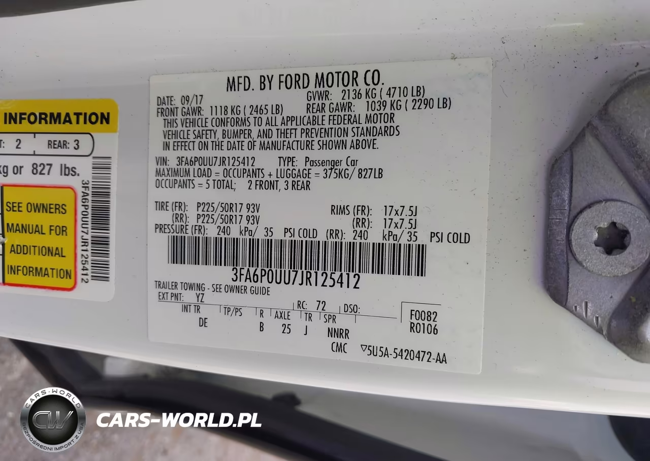 2018 Ford Fusion Hybrid S VIN:3FA6P0UU7JR125412 - 9