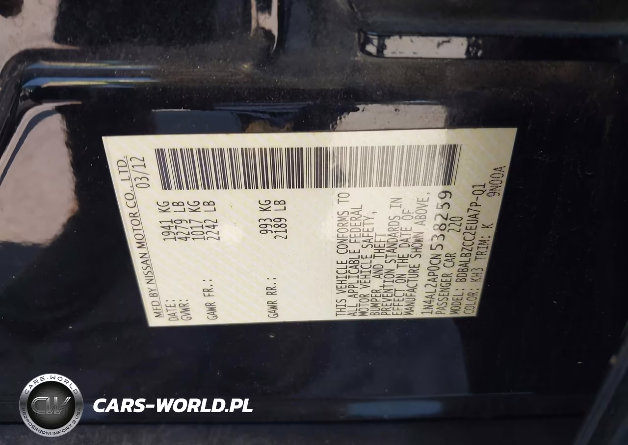 2012 Nissan Altima 2.5 S VIN:1N4AL2AP0CN538259 - 9