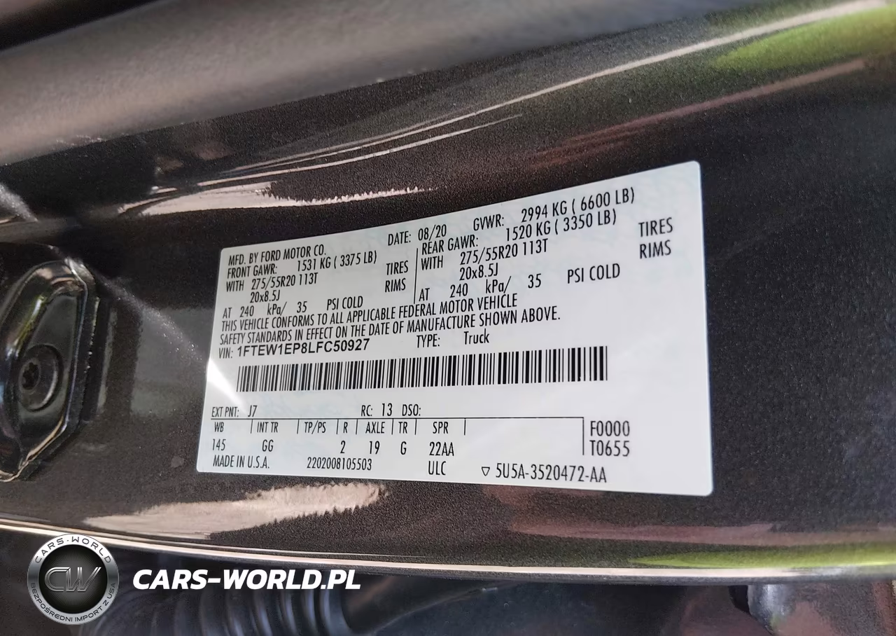 2020 Ford F-150 Xl VIN:1FTEW1EP8LFC50927 - 9