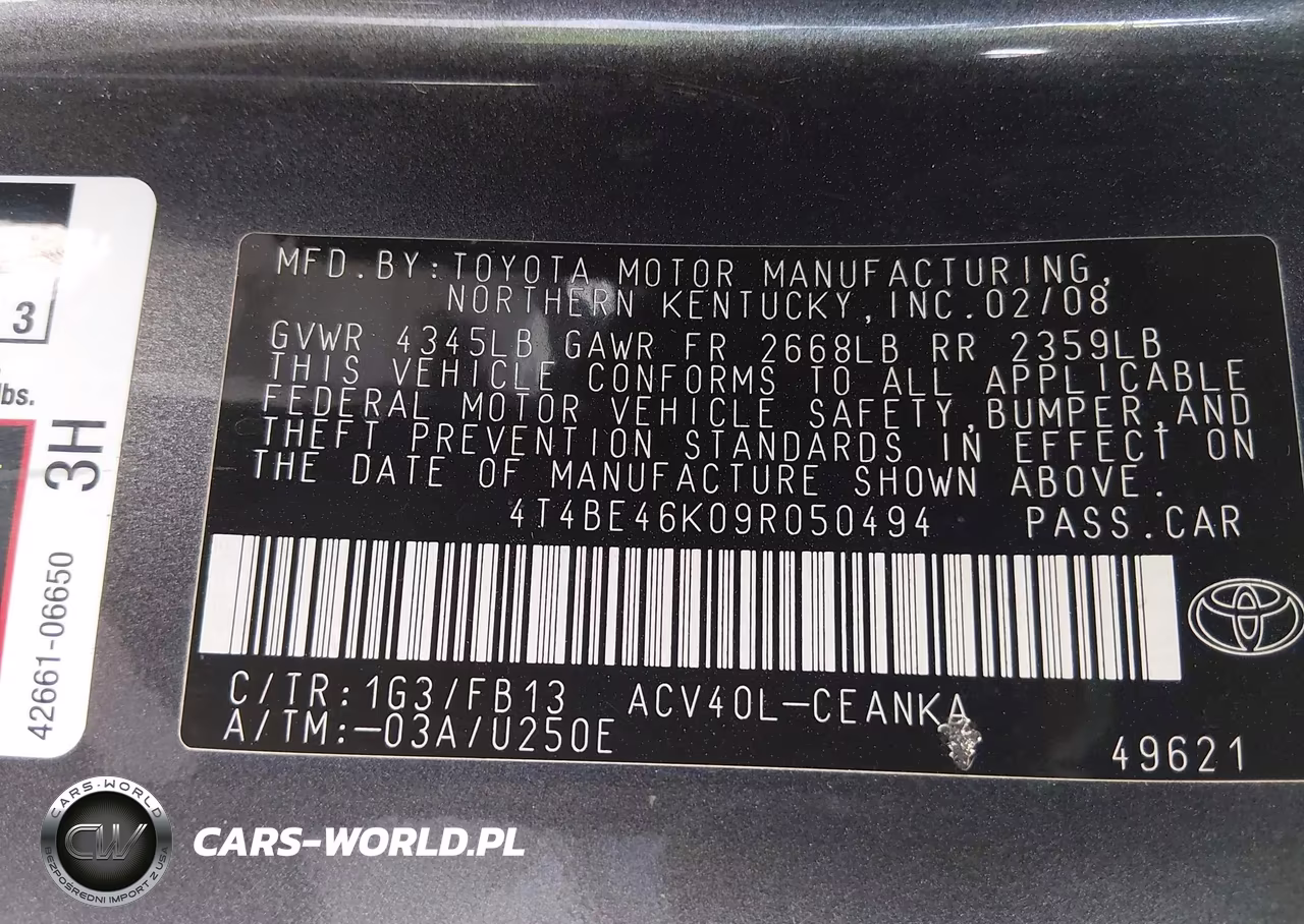 2009 Toyota Camry Le VIN:4T4BE46K09R050494 - 9