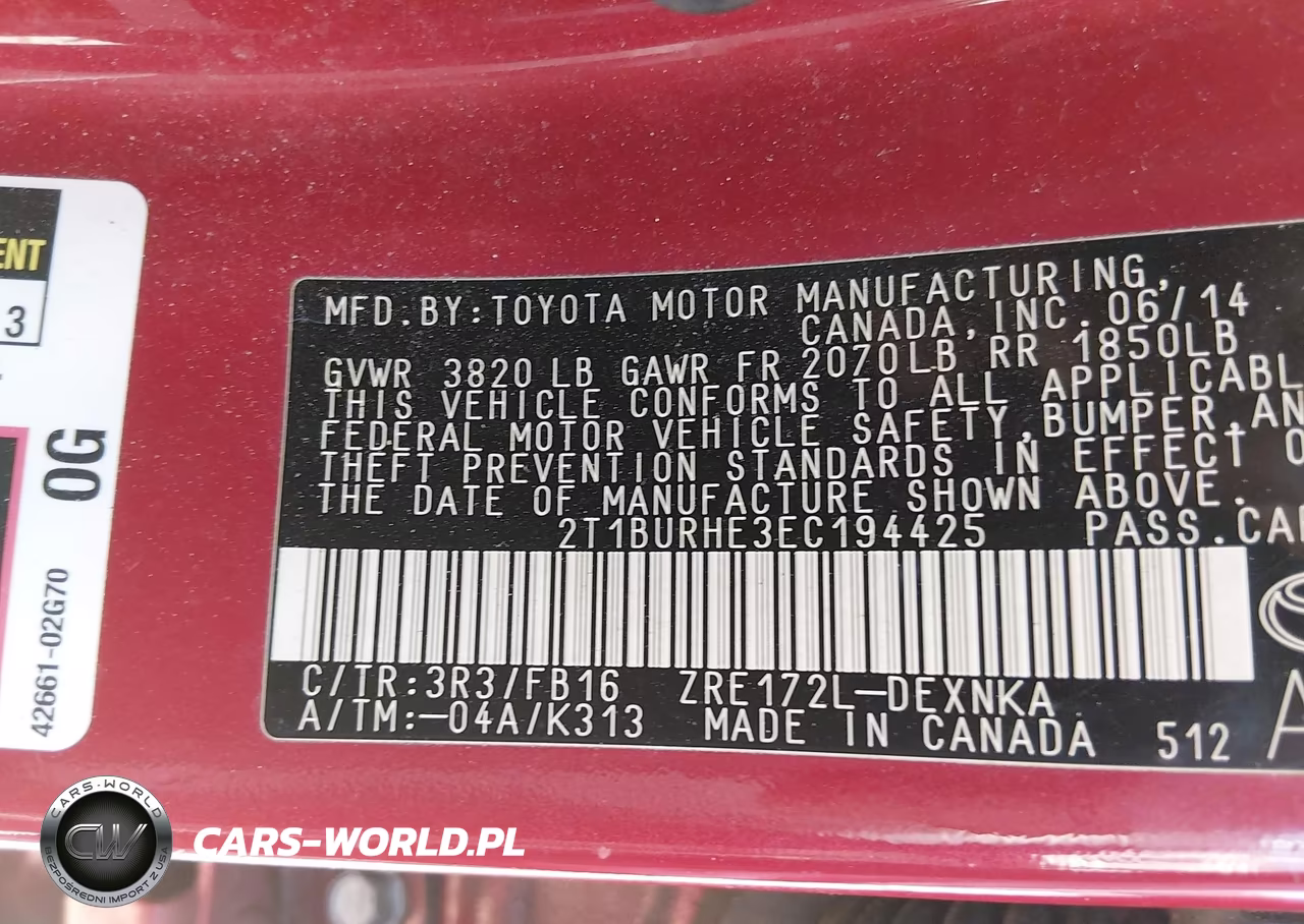 2014 Toyota Corolla Le VIN:2T1BURHE3EC194425 - 9