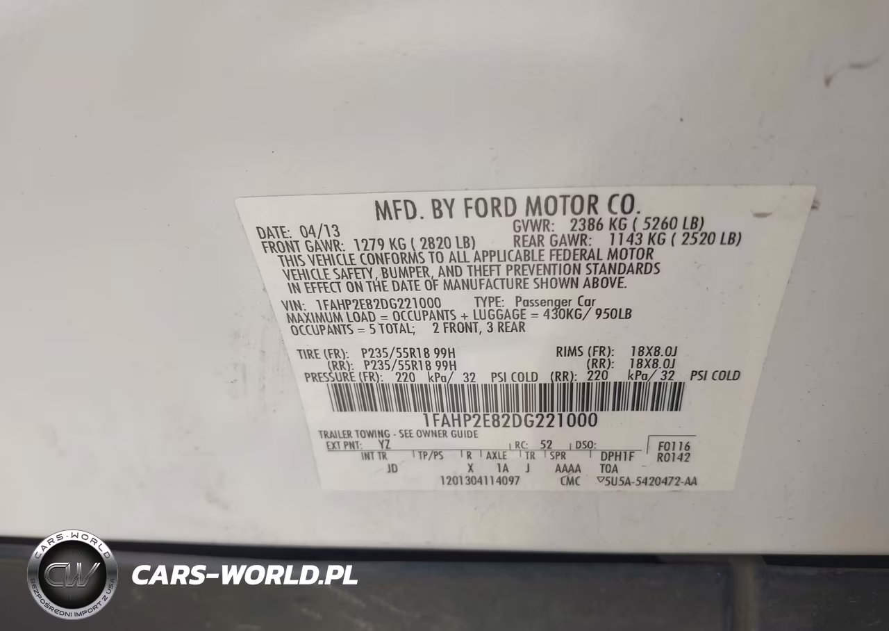2013 Ford Taurus Sel VIN:1FAHP2E82DG221000 - 9