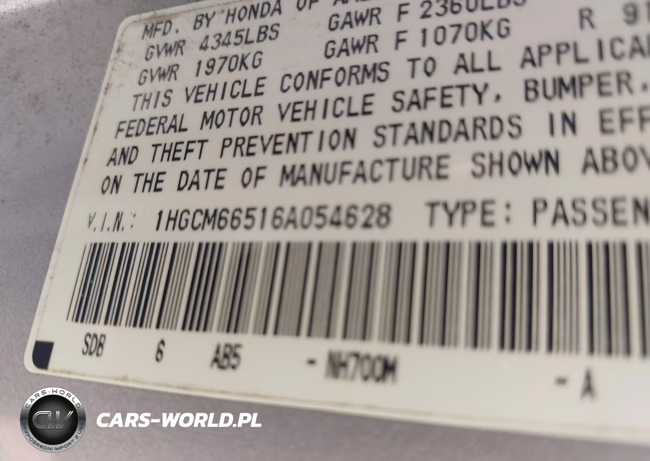 2006 Honda Accord 3.0 Ex VIN:1HGCM66516A054628 - 9