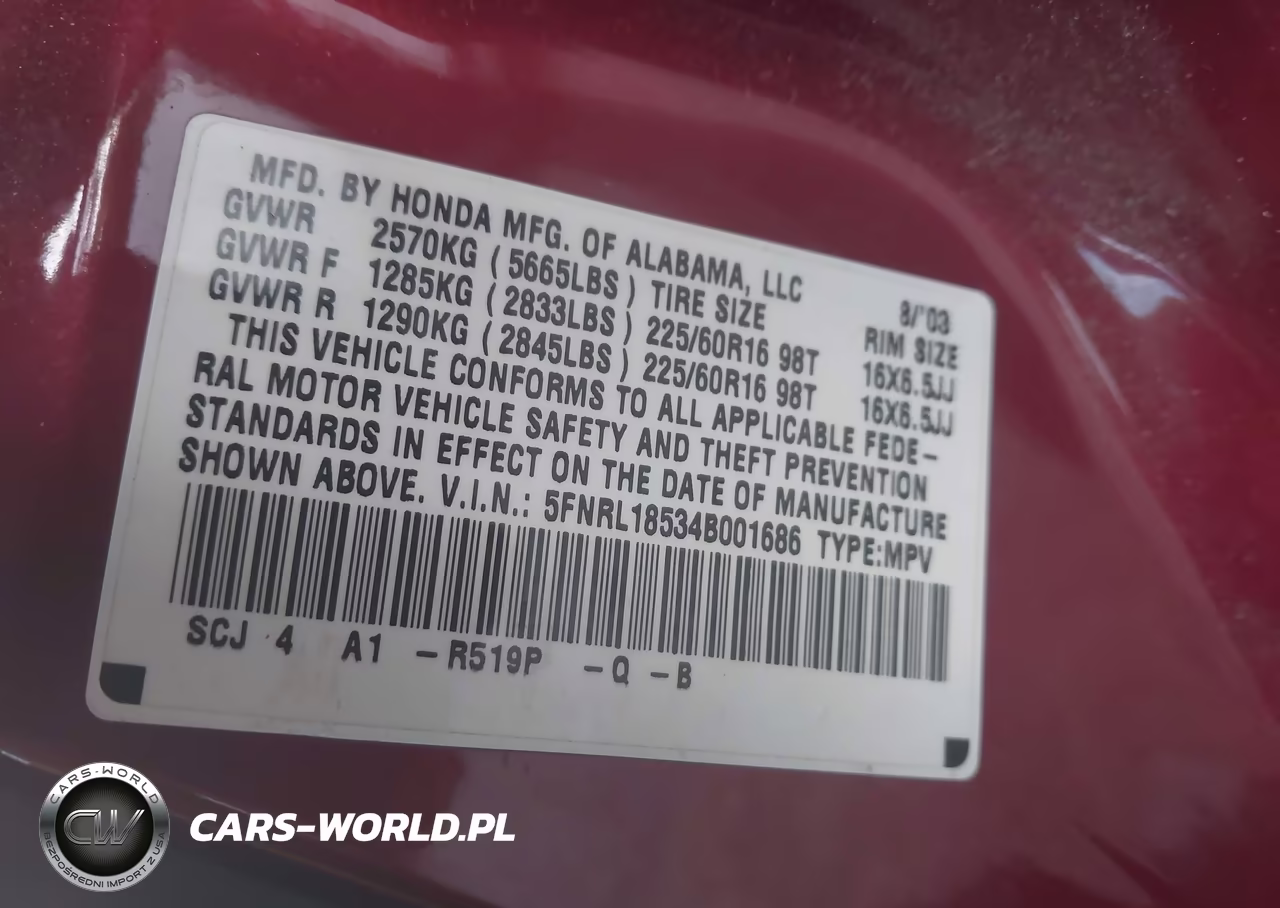 2004 Honda Odyssey Lx VIN:5FNRL18534B001686 - 9