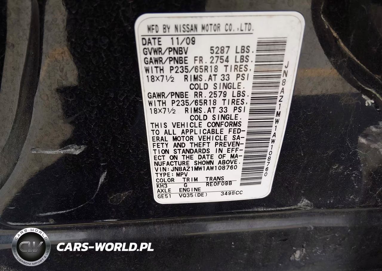 2010 Nissan Murano S VIN:JN8AZ1MW1AW108760 - 9