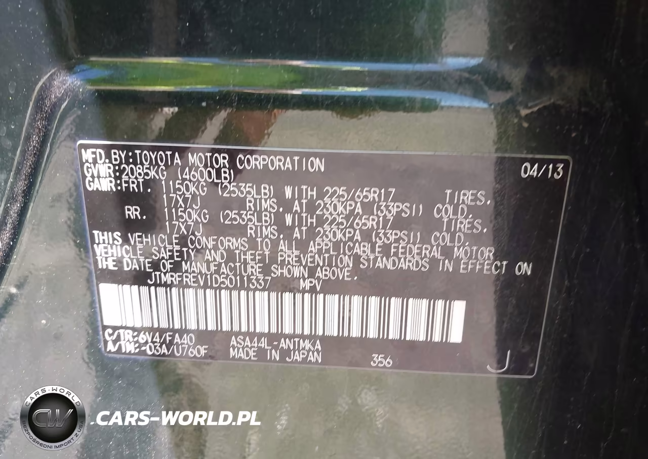 2013 Toyota Rav4 Xle VIN:JTMRFREV1D5011337 - 9