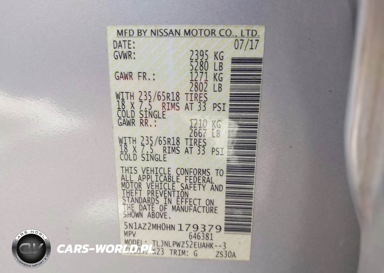 2017 Nissan Murano S VIN:5N1AZ2MH0HN179379 - 9