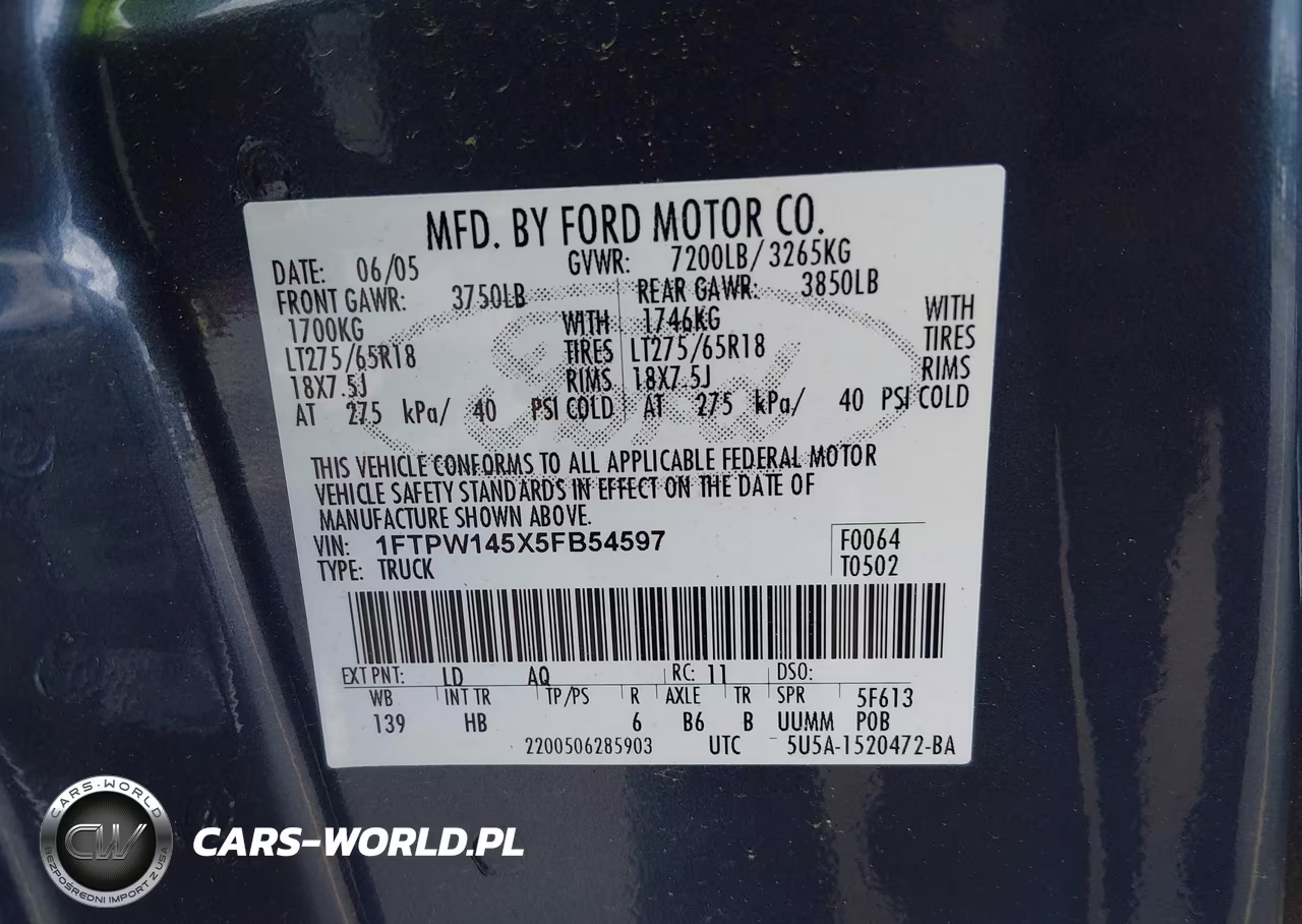 2005 Ford F-150 Fx4-Lariat-Xlt VIN:1FTPW145X5FB54597 - 9