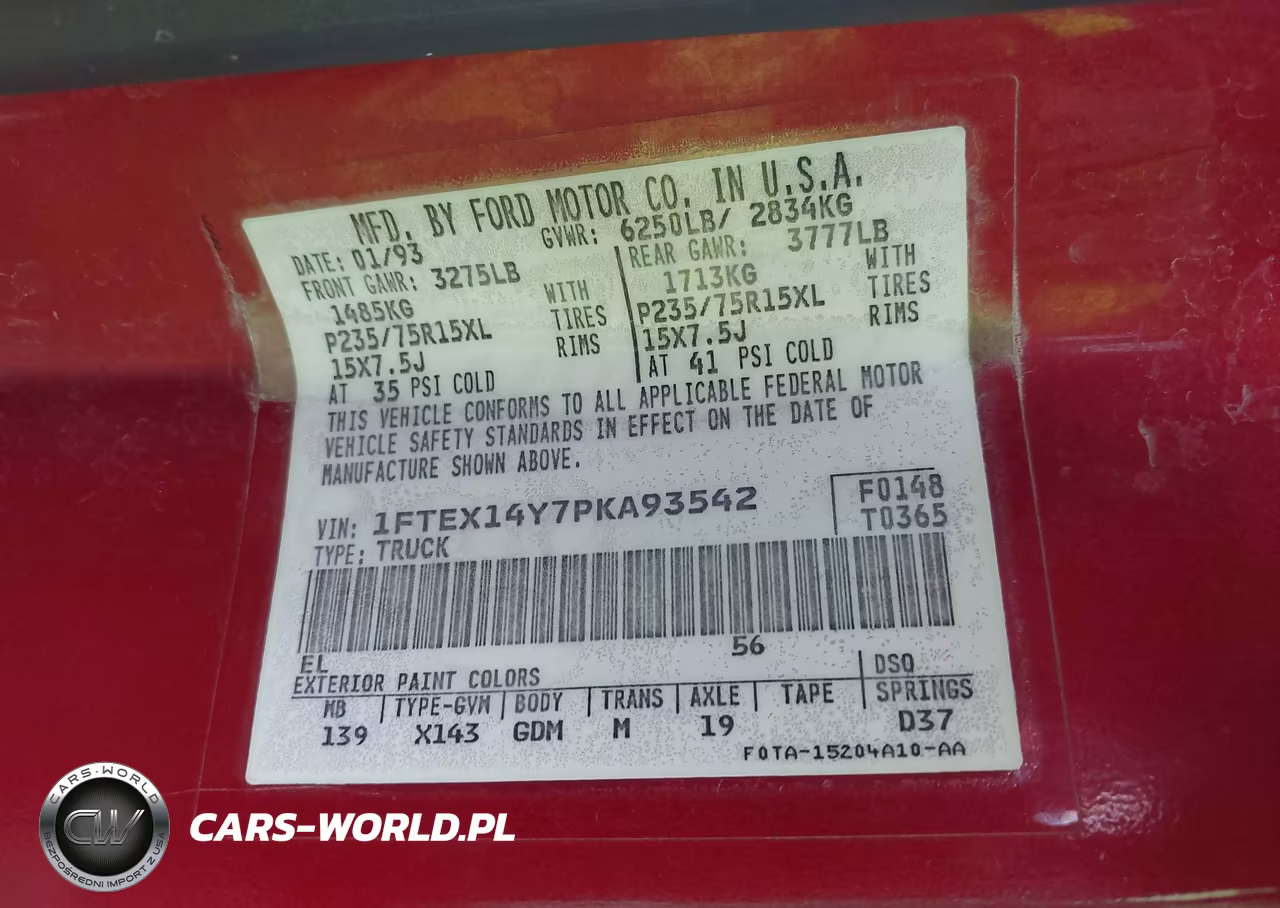 1993 Ford F150 VIN:1FTEX14Y7PKA93542 - 9
