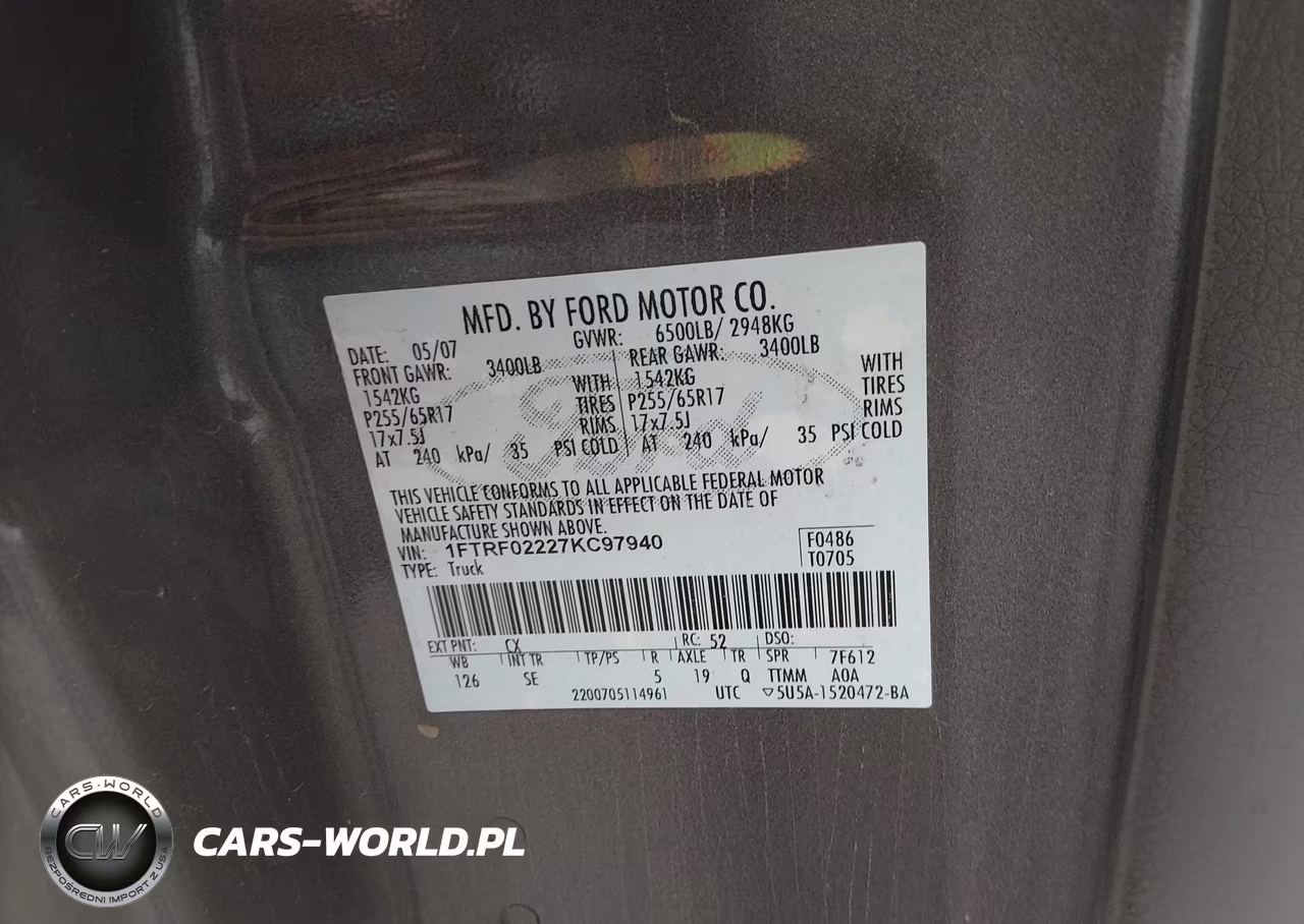 2007 Ford F-150 Stx-Xlt VIN:1FTRF02227KC97940 - 9