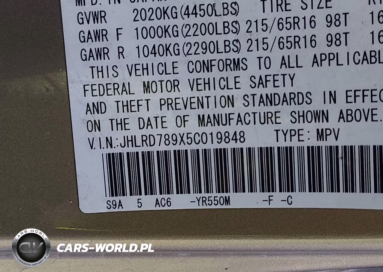 2005 Honda Cr-V Se VIN:JHLRD789X5C019848 - 9