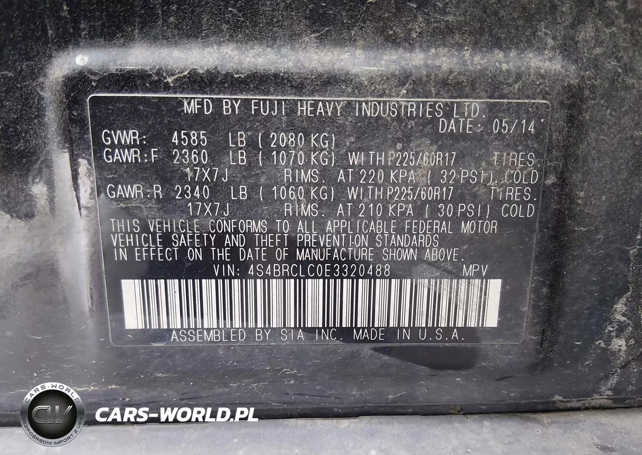 2014 Subaru Outback 2.5I Limited VIN:4S4BRCLC0E3320488 - 9