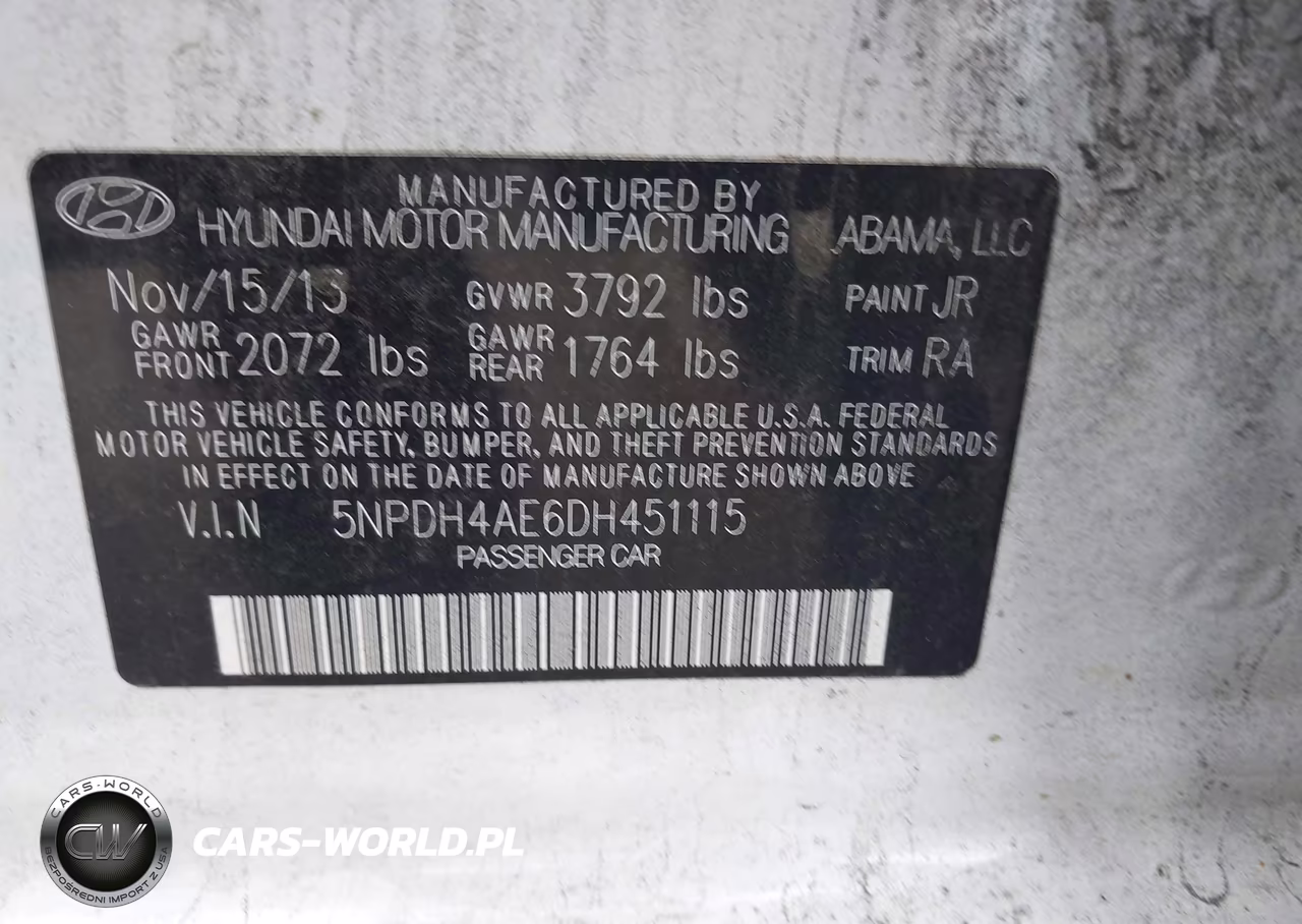 2013 Hyundai Elantra Gls VIN:5NPDH4AE6DH451115 - 9