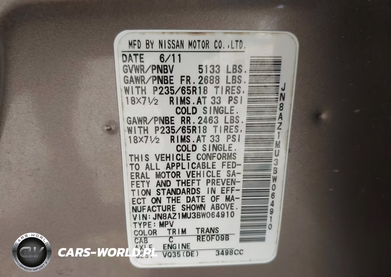 2011 Nissan Murano S VIN:JN8AZ1MU3BW064910 - 9