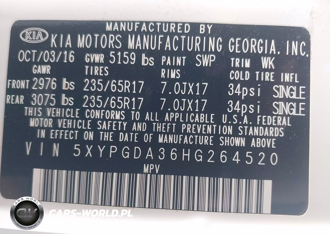2017 Kia Sorento 2.4L Lx VIN:5XYPGDA36HG264520 - 9