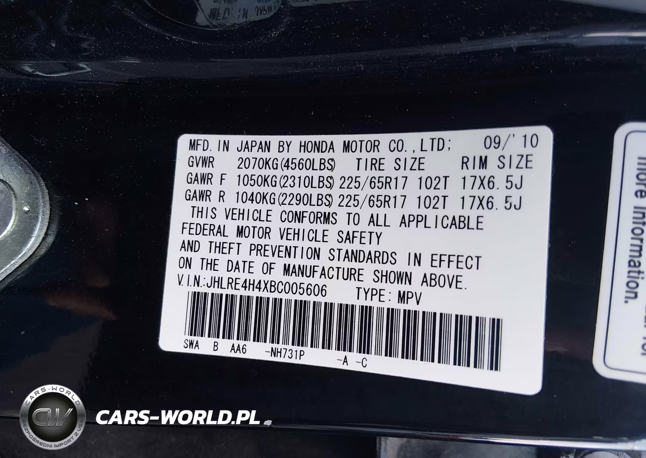 2011 Honda Cr-V Se VIN:JHLRE4H4XBC005606 - 9