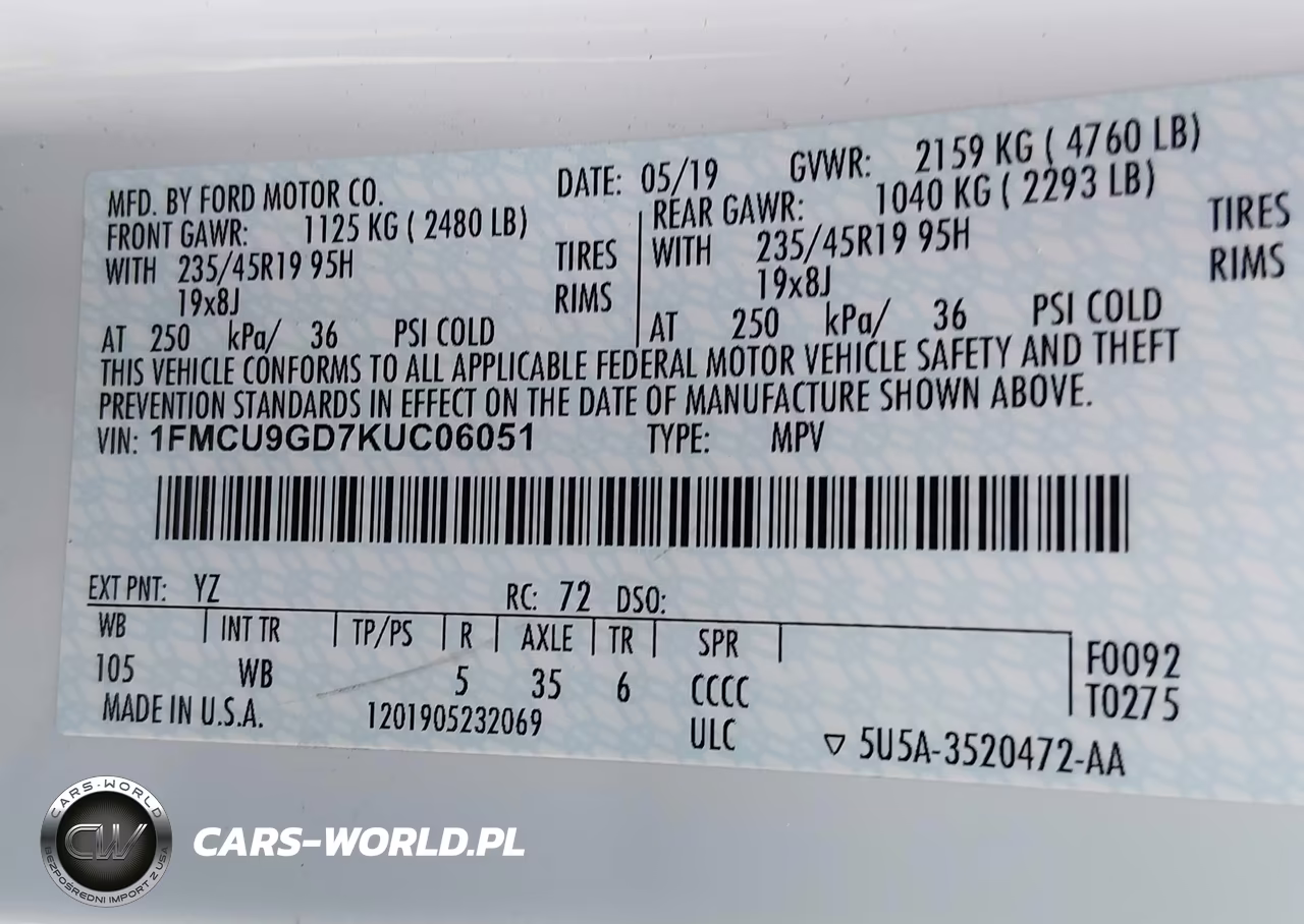 2019 Ford Escape Se VIN:1FMCU9GD7KUC06051 - 9