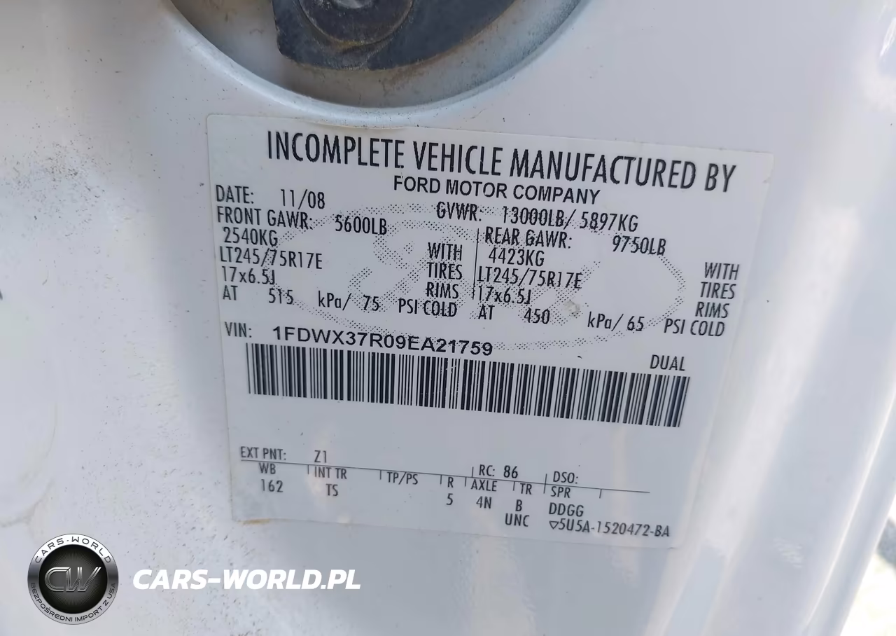 2009 Ford F-350 Chassis Lariat-Xl-Xlt VIN:1FDWX37R09EA21759 - 8