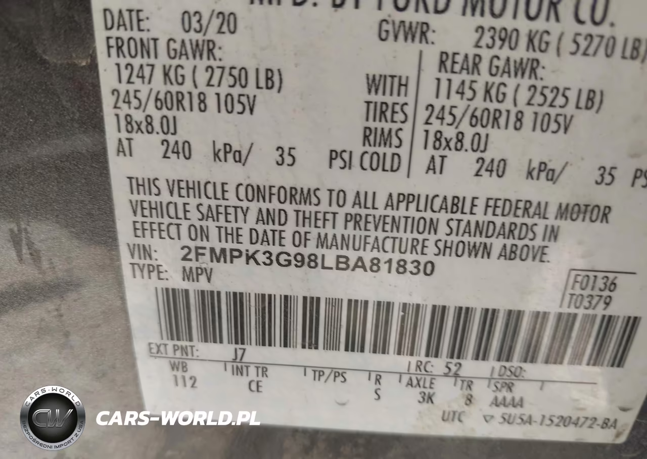 2020 Ford Edge Se VIN:2FMPK3G98LBA81830 - 9
