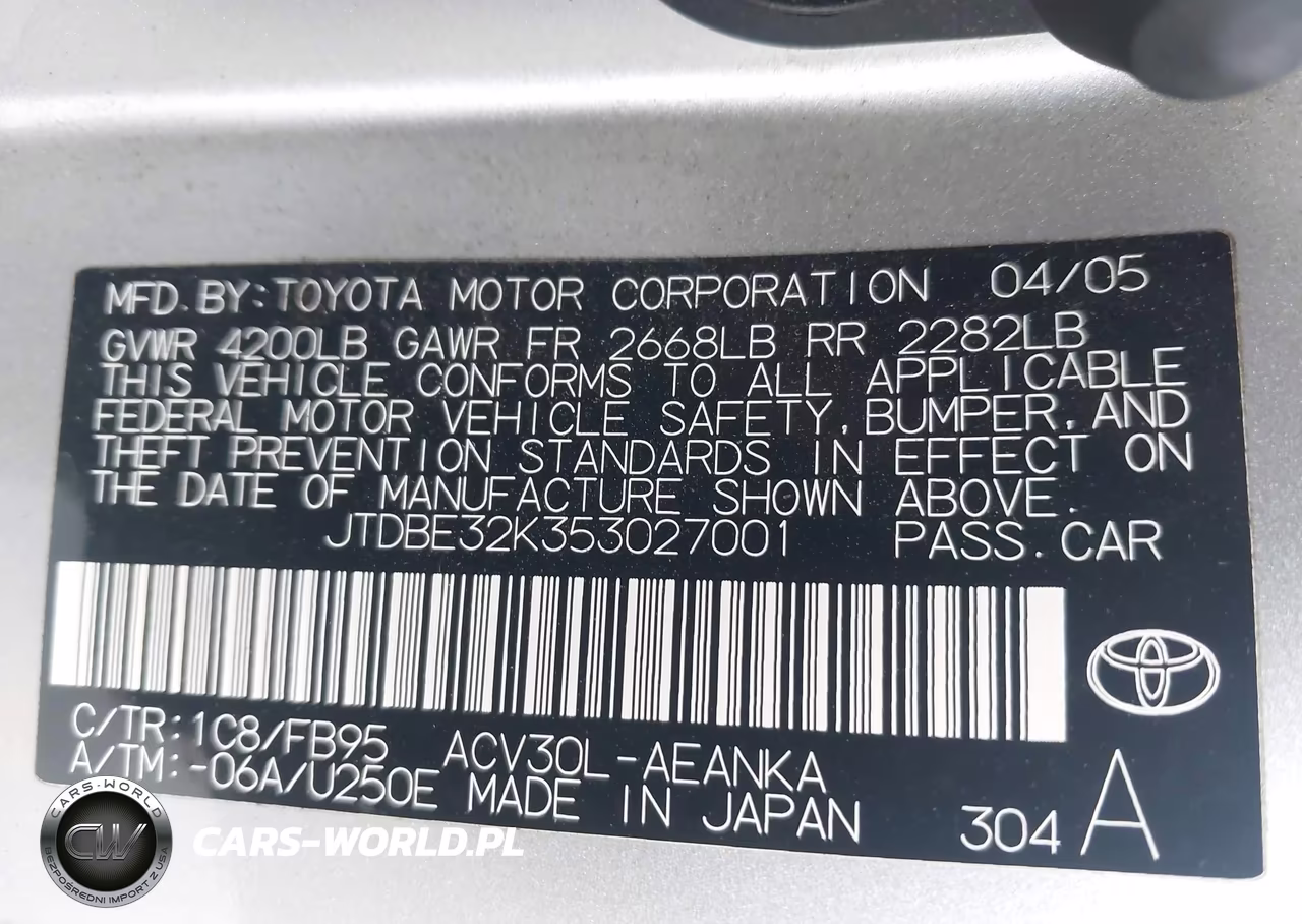 2005 Toyota Camry Le VIN:JTDBE32K353027001 - 9