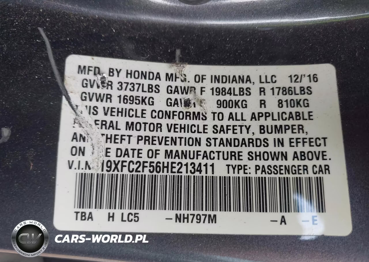 2017 Honda Civic Lx VIN:19XFC2F56HE213411 - 9
