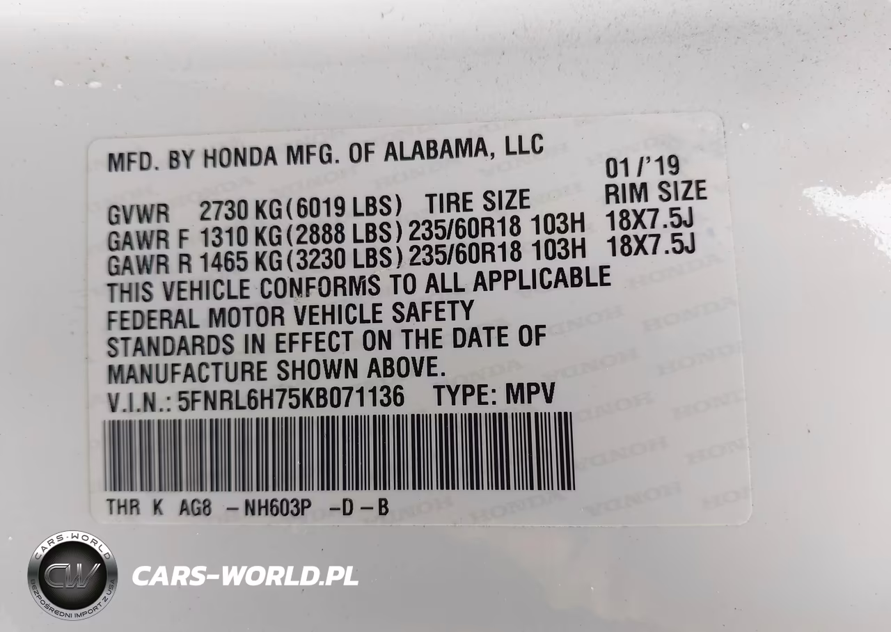 2019 Honda Odyssey Ex-L VIN:5FNRL6H75KB071136 - 9