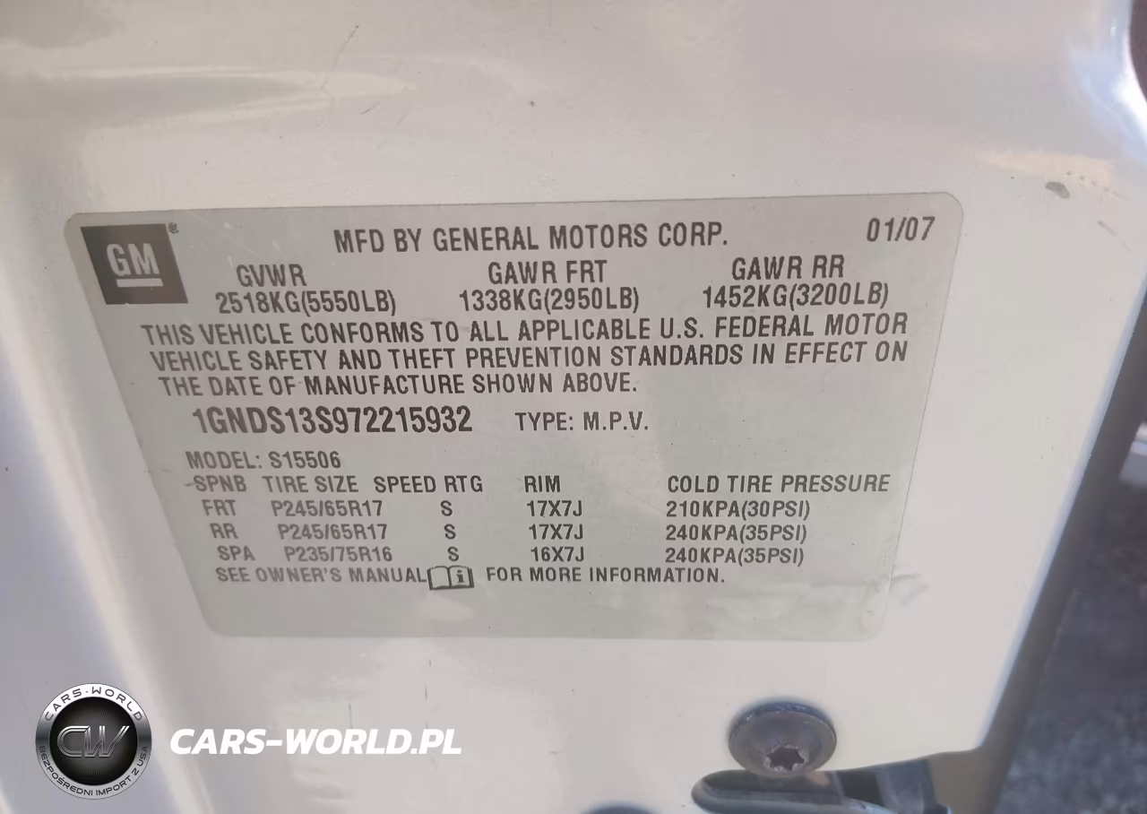 2007 Chevrolet Trailblazer Lt VIN:1GNDS13S972215932 - 9