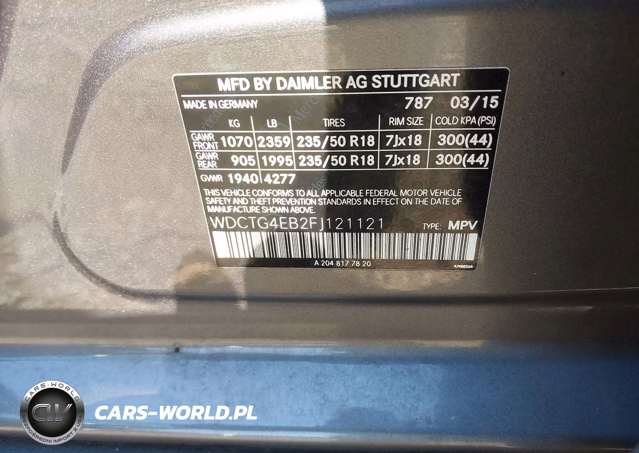 2015 Mercedes-Benz Gla 250 VIN:WDCTG4EB2FJ121121 - 9