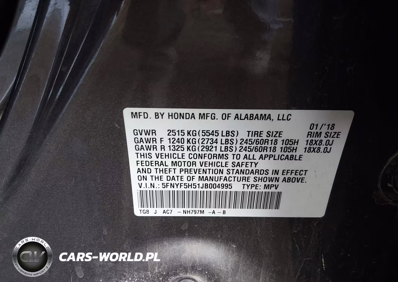 2018 Honda Pilot Ex-L VIN:5FNYF5H51JB004995 - 9
