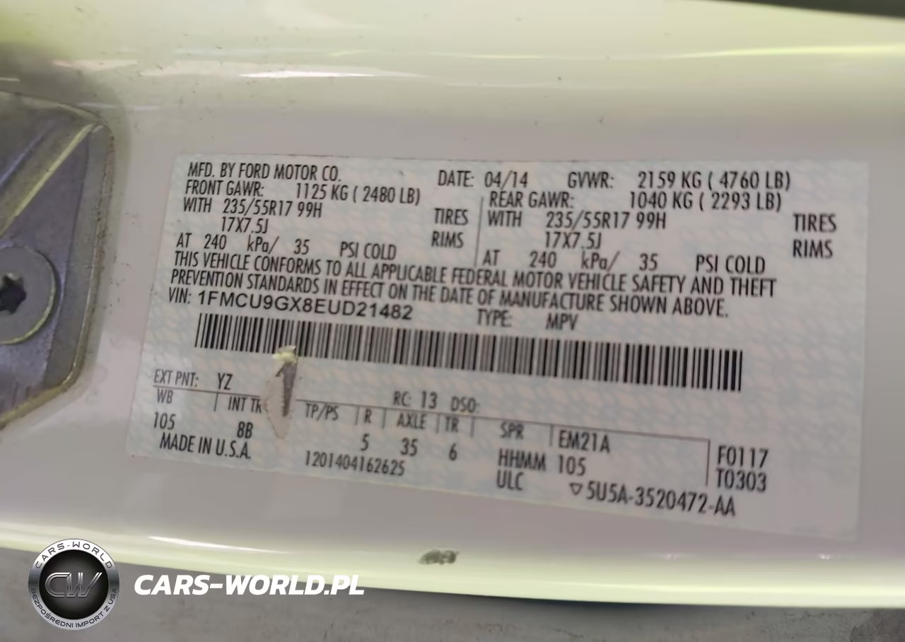 2014 Ford Escape Se VIN:1FMCU9GX8EUD21482 - 9