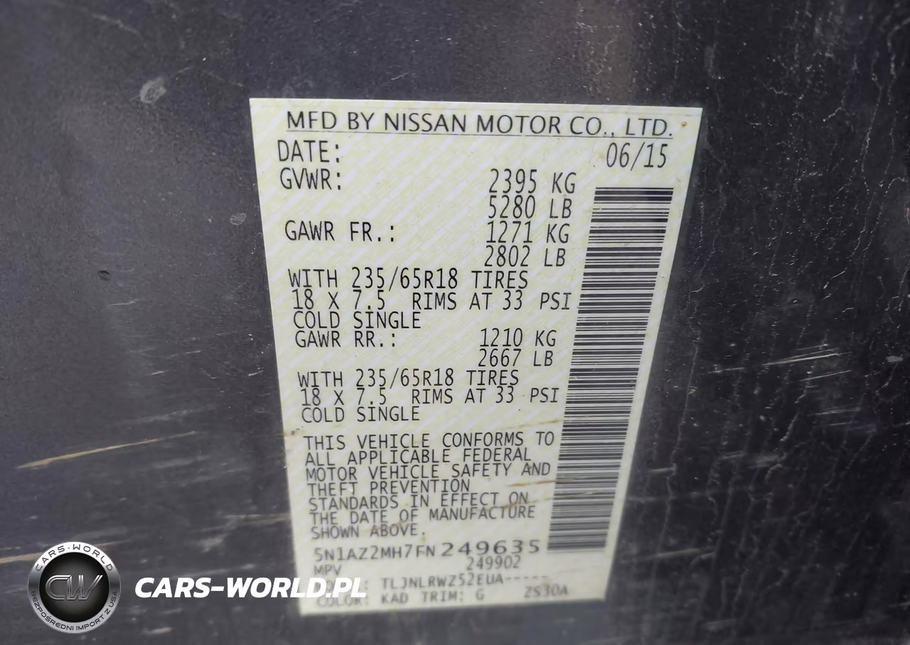 2015 Nissan Murano Sl VIN:5N1AZ2MH7FN249635 - 9