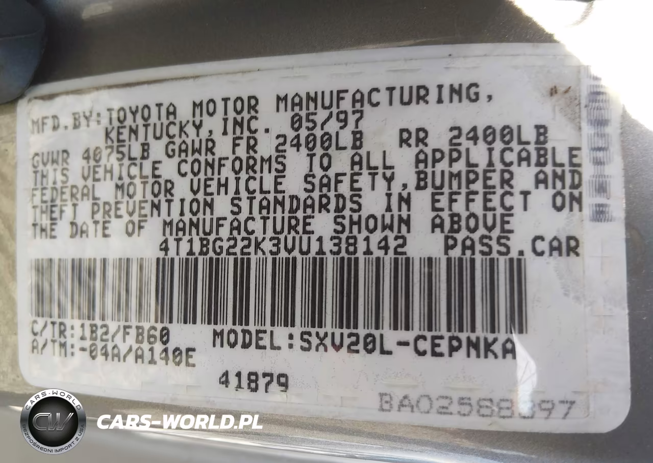1997 Toyota Camry Le VIN:4T1BG22K3VU138142 - 9
