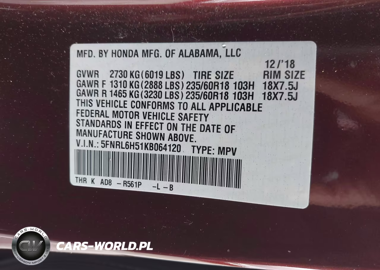 2019 Honda Odyssey Ex VIN:5FNRL6H51KB064120 - 9