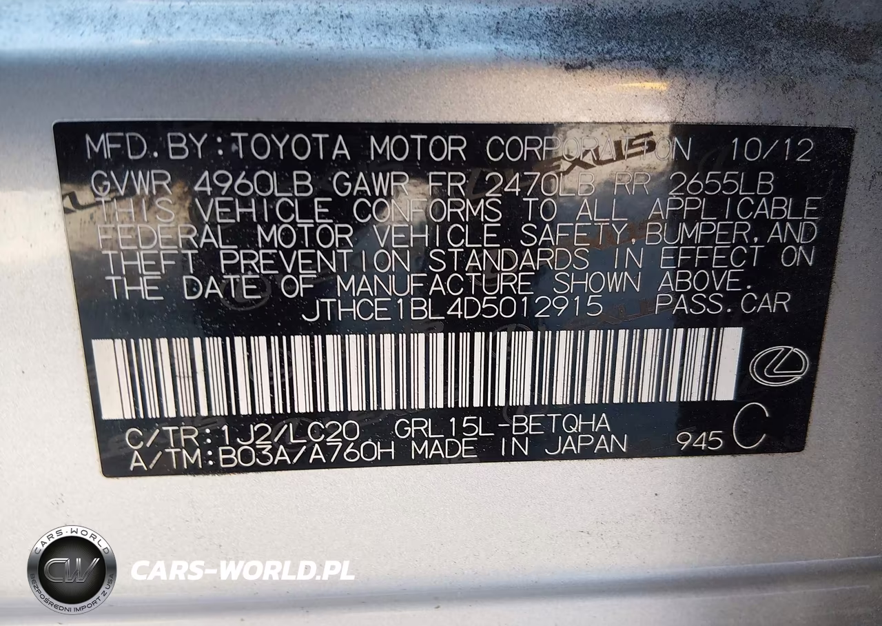 2013 Lexus Gs 350 VIN:JTHCE1BL4D5012915 - 9